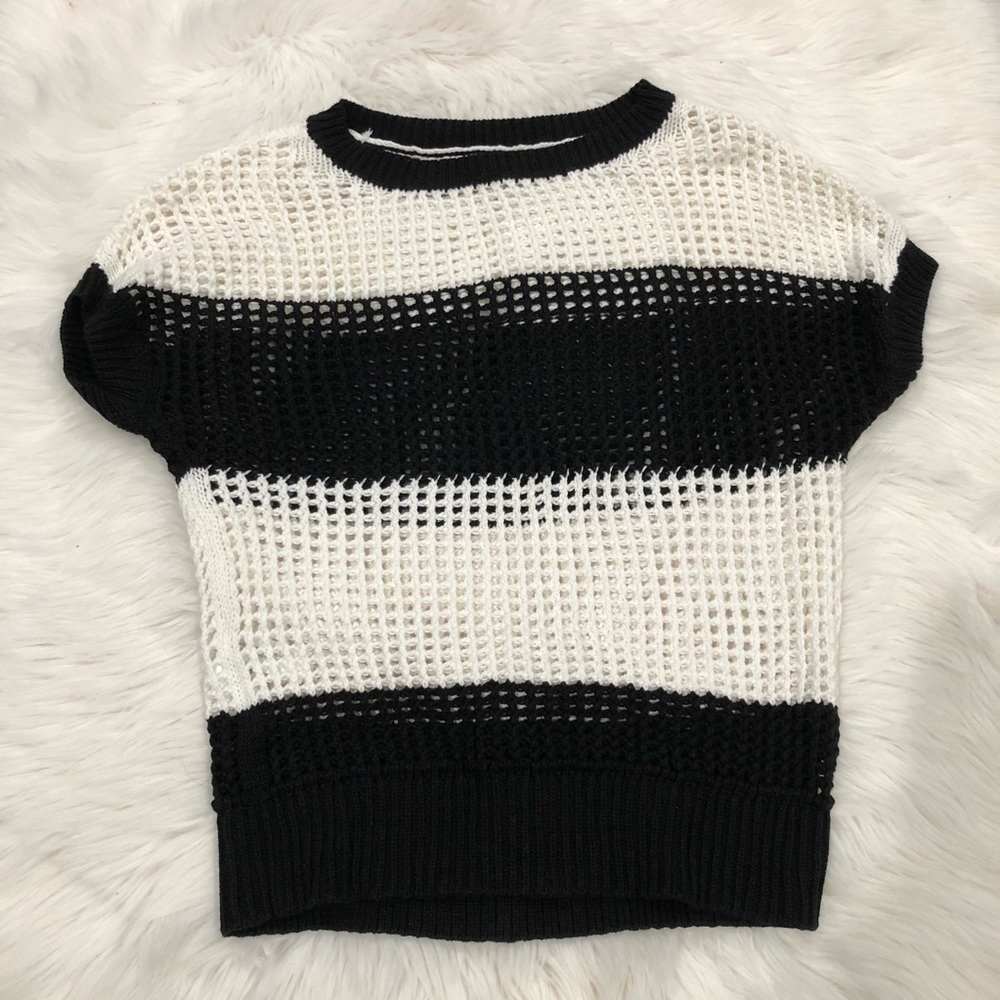 Ann Taylor Loft Knit Sweater Striped Blouse Top M